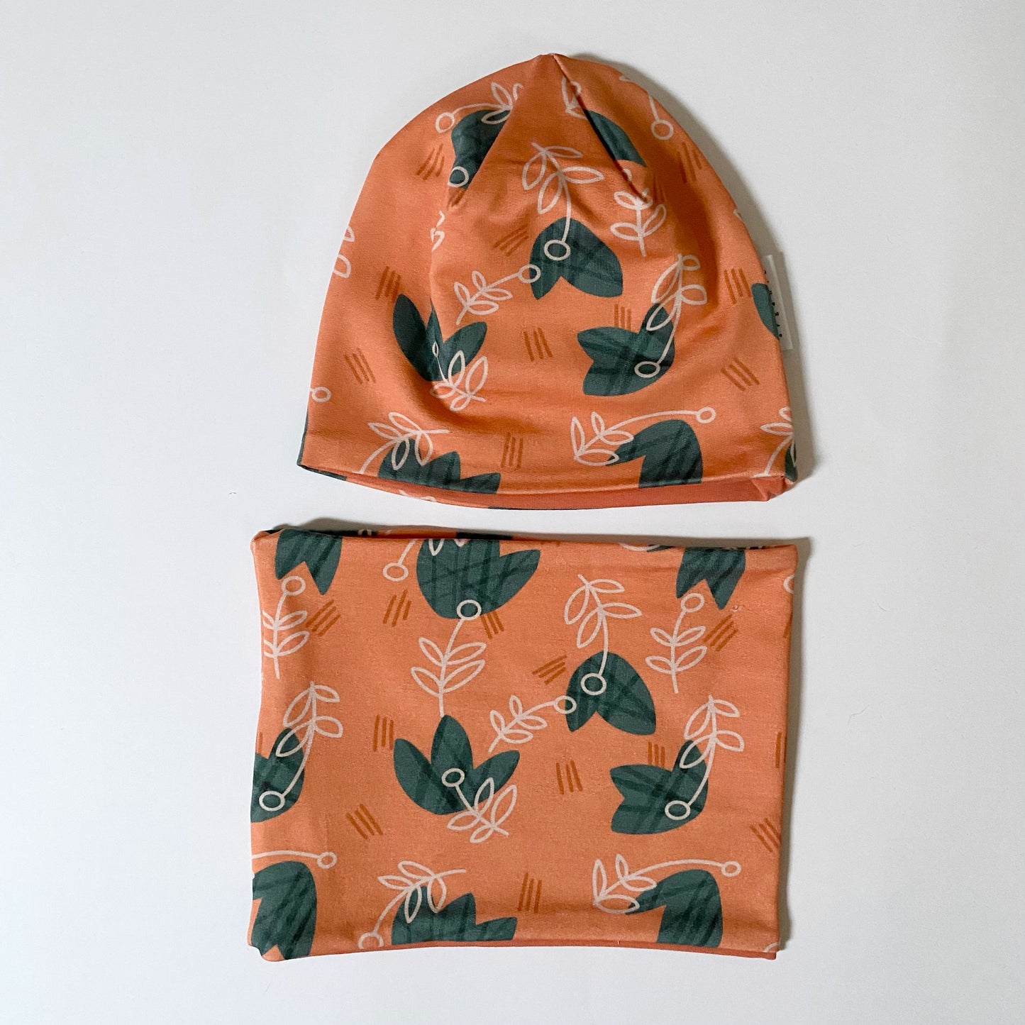 Berretto + Scaldacollo reversibili Foglie