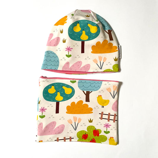 Berretto + Scaldacollo Reversibile Happy Farm