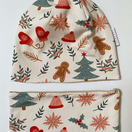 Berretto + Scaldacollo Reversibile Tiny Xmas