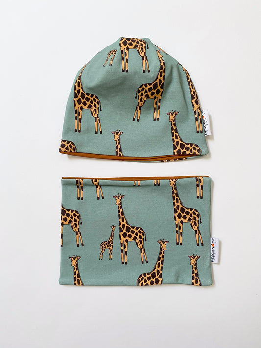 Berretto + Scaldacollo Reversibile Giraffe